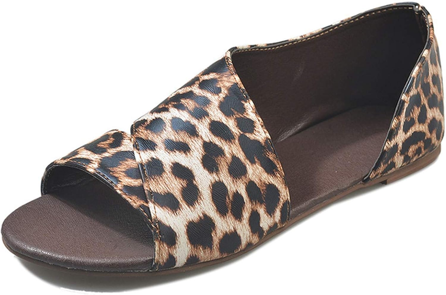 peep toe leopard flats