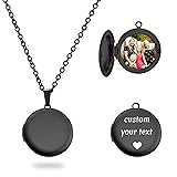 PHOCKSIN Glossy Black Lockets Round Personalized