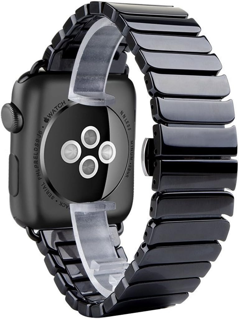 HUANLONG Apple Watch 38mm Band, Luxury Ceramic Bracelet Watch Band Strap Replacement Wrist Band for Apple Watch & Sport & Edition Iwatch 42/38mm with Adapter (Ceramic Black 38mm)