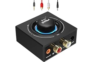 YMOO Bluetooth 5.3 Receiver for Home Stereo, RCA 3.5mm Jack AUX HiFi Audio Adapter, Stereo Receiver with Volume Adjustment Re