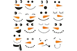 OUTUS Snowman Faces Stickers Snowman Faces Decals Stickers for Crafts Christmas Glass Window Decals Cute Snow Wall Decor Christmas for Fridge Wall Door Face Art Party Supplies Home Decoration