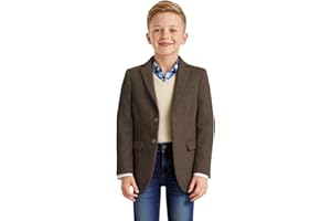 ACAMZ Retro Tweed Boys Suit Blazer Herringbone Jacket for Kids Slim Fit Classic Sport Coat Formal Kid Tuxedo Prom Party Wear