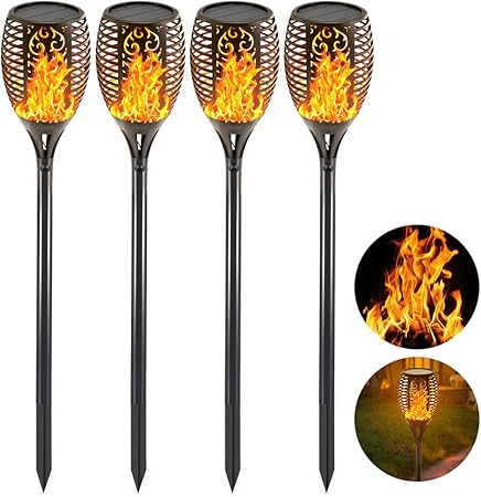 Amazon Com Eoyizw Solar Torch Light With Flickering Flames Led