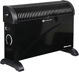 EMtronics 2000W Portable Convector Heater with 3 Heat Settings Black