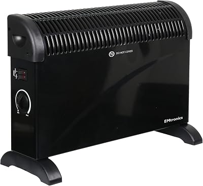 EMtronics 2000W Portable Convector Heater with 3 Heat Settings Black