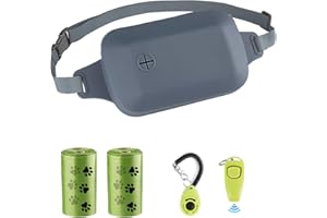 ALEANU Dog Training Kit - Silicone Treat Pouch, Puppy Training Clicker, 2-in-1 Whistle Clicker, 2 Dog Poop Bag-Waist Belt Fanny Pack Easy Access to Treats 3 Ways to Carry