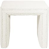 HomePop Modern Channel Tufted Ottoman|Homepop Home Décor|Ottoman for Living Room & Bedroom - Cream Boucle