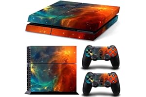 TAIFOND Vinyl Skin Sticker for PS4, Orange Universe Console and Controllers Skins Wrap Vinyl Sticker Decal Cover