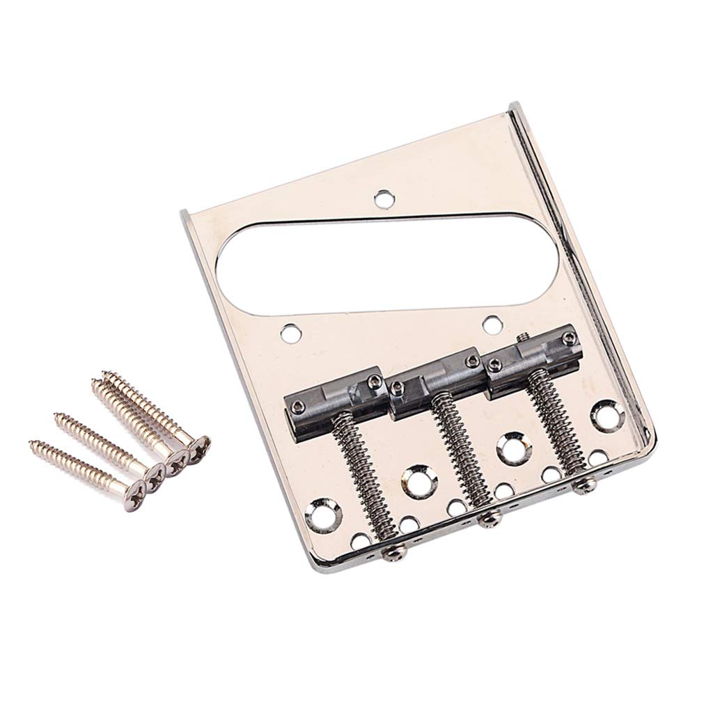 Alnicov Fixed Tele Electric Guitar Bridge,With Brass Saddles TL Bridge,for Guitar Parts,Chrome