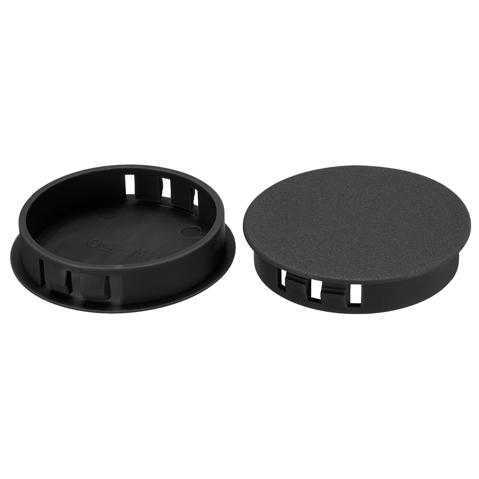 PATIKIL Hole Plugs Plastic, 10 Pcs 50mm(2") Screw Bumper Hole Plug Flush Snap Type Round Hole Cover Caps for Round Holes Cabinet Furniture Kitchen, Black