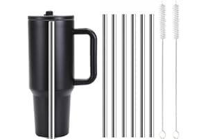 GL-AUKING Replacement Straws for Hydrojug traveler 40 oz, Reusable Stainless Steel Straws with 2PCS Straw Cleaner Brushes Compatible with HydroJug Accessories