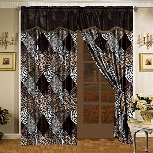 Amazon Com 4 Piece Safari Curtain Set Zebra Giraffe Leopard