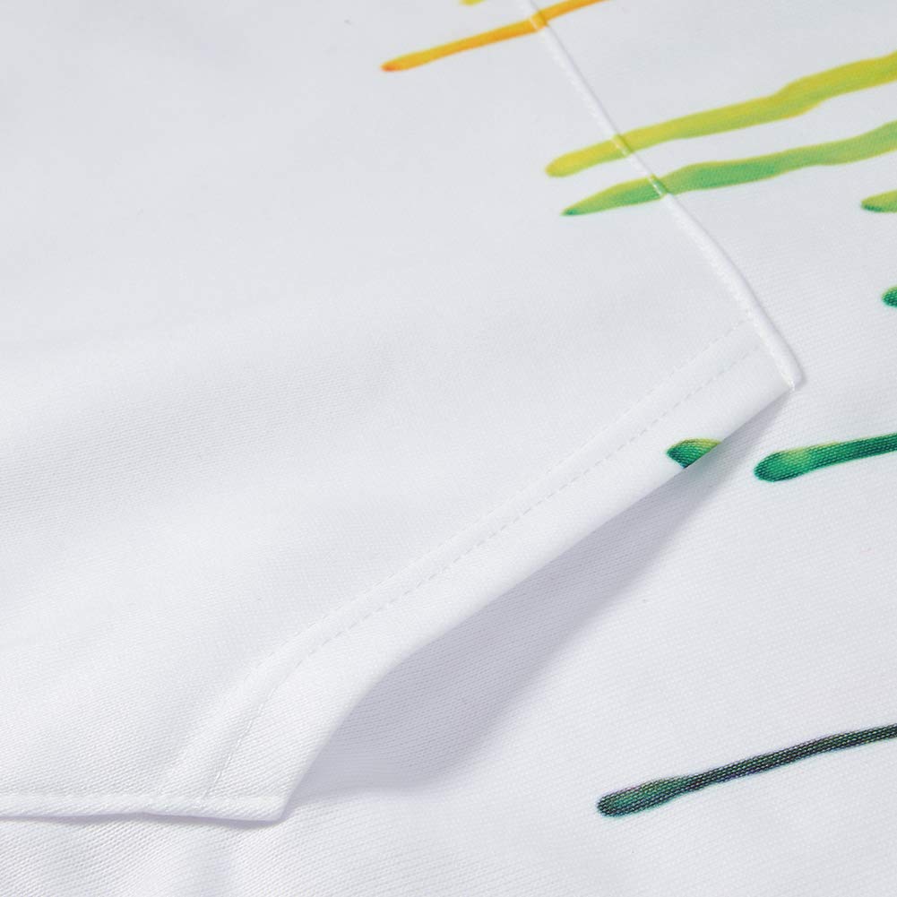 RAISEVERN Unisex Teen Girls Boys 3D Divertida Pintura Blanca impresión Manga Larga Sudaderas con Capucha Bolsillo Estudiante Sudaderas con Capucha Prendas de Vestir Exteriores 13-14T (X-Large)