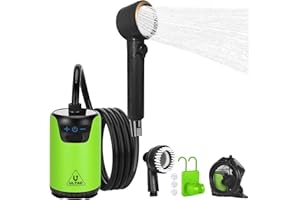 ULTAC Portable Shower for Camping, 10000mAh Outdoor Electric Shower Pump Rechargeable IPX7 Waterproof Camp Shower with LED Display and 2 Head Nozzle for Camping, Hiking, Travel, Car, Pet
