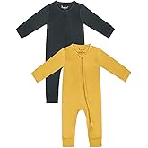 Jimonda Baby Romper Boys Girls Bamboo Pajamas 2-Way Zipper Footless Unisex Long Sleeve Sleepers Sleep and Play 0-24 Months
