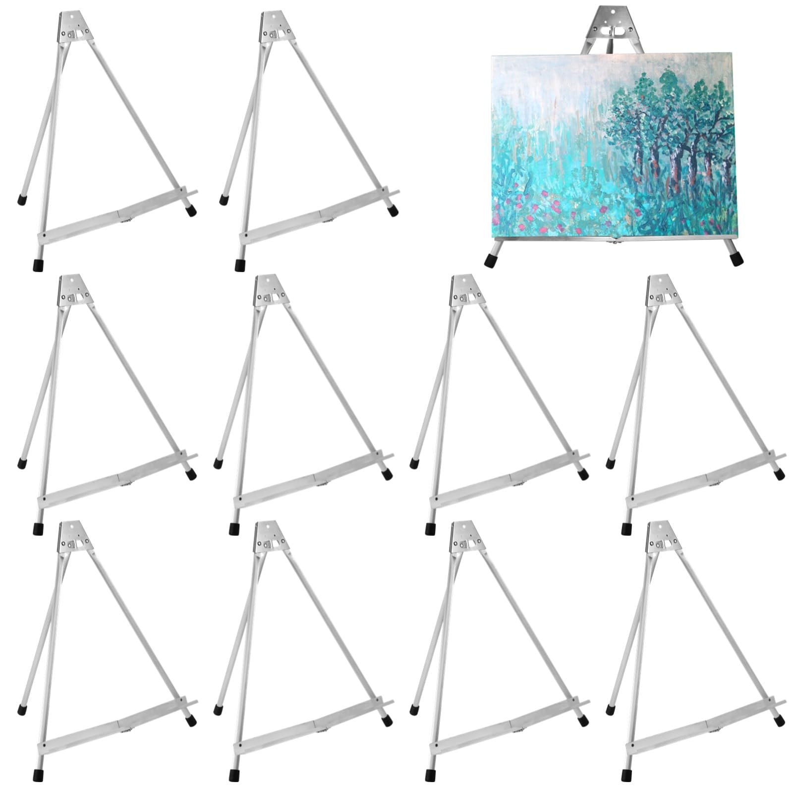 Photo 1 of 10 Pcs Fridge Magnet Supplies, 19.3" High Collapsible Folding Display Easels, Portable Tripod Stands with Non-Slip Feet, Artist Display Frames for Canvas, Painting, Picture