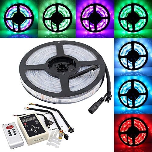 IWISHLIGHT 16.4ft 5M SMD 5050 Dream Magic RGB Color LED Color Flexible Light Strip IP67 Water-resistant + IC6803 IC Chip + 133 Change RF Remote Controller