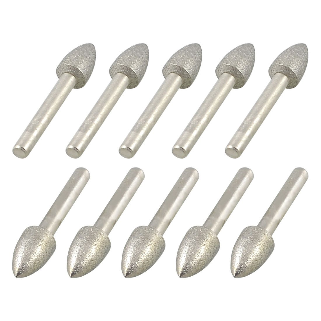 Sourcingmap 10 Pcs 6mm x 12mm Taper Nose Buffing Bits Diamond Mounted Points File