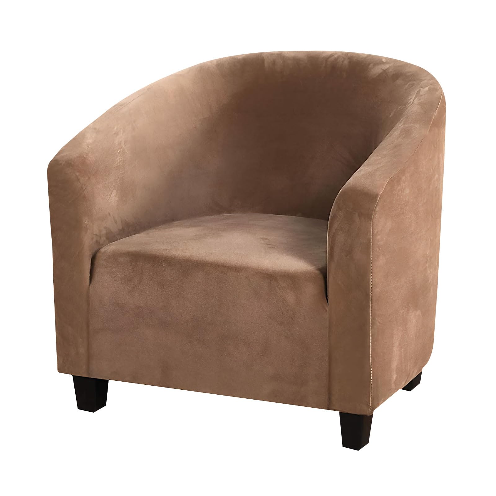 Mingfuxin Velvet Tub Chair Slipcover, High Stretch Club Chair Covers Washable Armchair Sofa Couch Covers Slipcovers Furniture Protectors for Dining Living Room Office(Leather Color, Velvet)