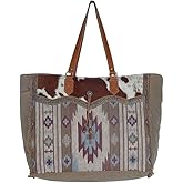 Myra Bag Aztec Purse for Women - Canvas Bag with Real Leather Detailing, Boho Handbags for Women, Cute Western Purse