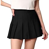 Made By Johnny Womens' Girls' High Waist Mini Plaid School Uniform Pleated Skater Tennis Skirt with Lining Shorts