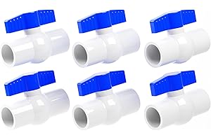 ZXZYHFTY 1" PVC Ball Valve, 6 PACK Blue T-Handle Shut-Off Valve for Cold Water Supply Lines and Outdoor Plumbing