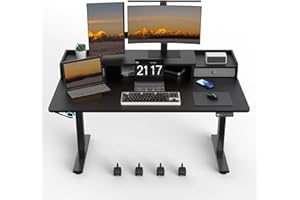 ExaDesk 55×30 Inch Electric Standing Desk with 2 Drawers, Adjustable Height Widened Stand Up Desk with Storage Shelf, Sit to Stand Ergonomic Workstation for Home Office