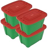 SIMPLYKLEEN 4-Pack Christmas Storage Totes with Lids - Made in USA 18-Gallon(72-Quart)Red Storage Bins,Holiday Organizer,Plastic Stackable Large Storage Boxes for Home,Office,Garage,Basement Red/Green