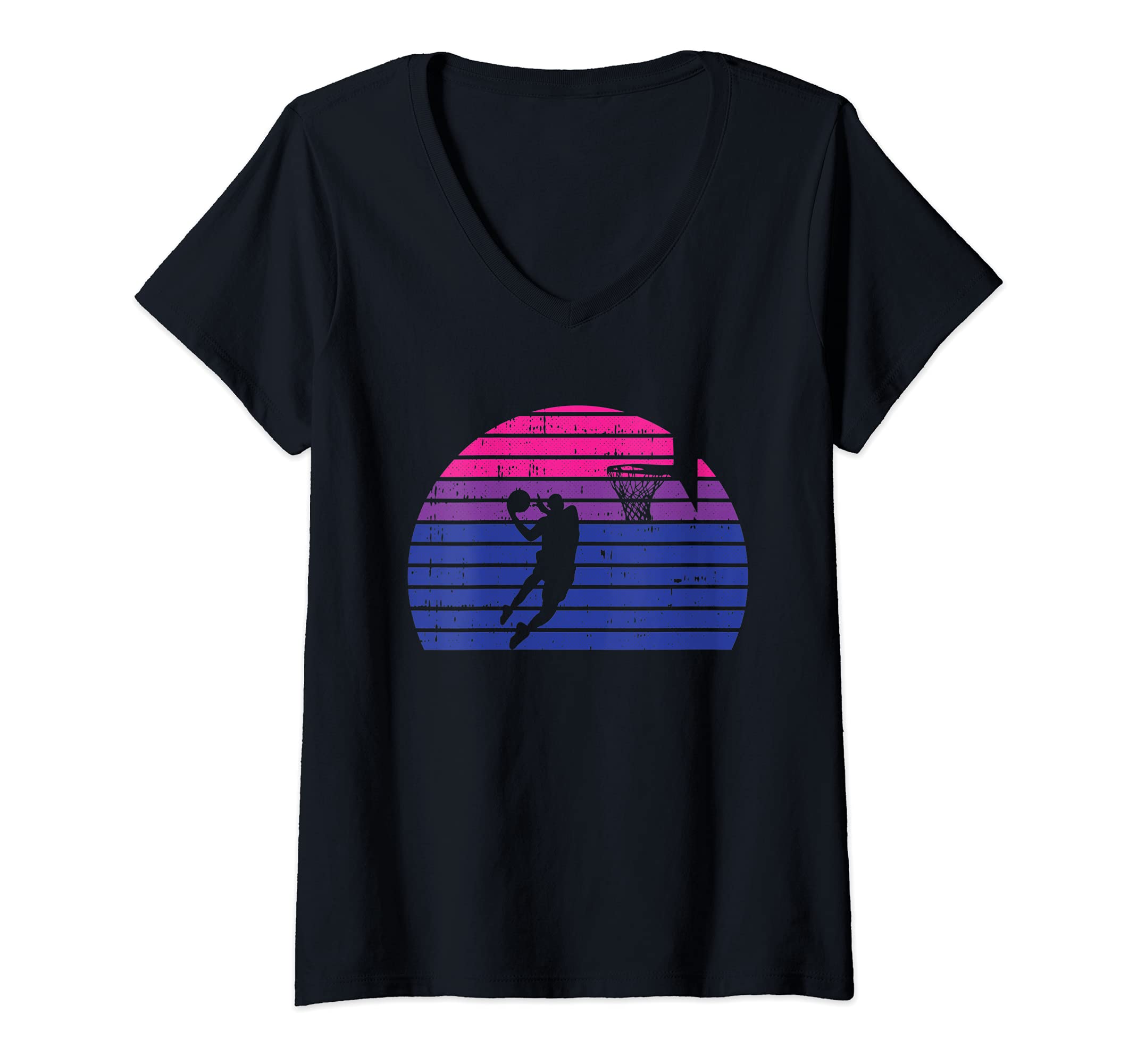 Womens Basketball Player LGBT-Q Retro Bisexual Pride Sport Fan V-Neck T-Shirt