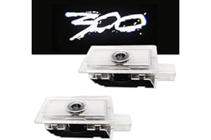 HITLUSTE 2 PCS Car Door Lights Logo Projector Designed for Chrysler 300 300C 300S 2005-2022 [Never Fade], Red Projector Ghost Shadow Light, 300 Accessories Door Courtesy Step Light - White