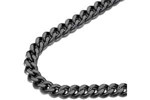 FindChic Men Curb Chain Necklace 18K Gold Plated/Stainless Steel/Black Chunky Double Tight Cuban Link Hip Hop Neck Chains for Men Boys 3.5MM/5MM/6MM/7MM/9MM/12MM 14''-30'' 8 Length Options (Send Gift Box)