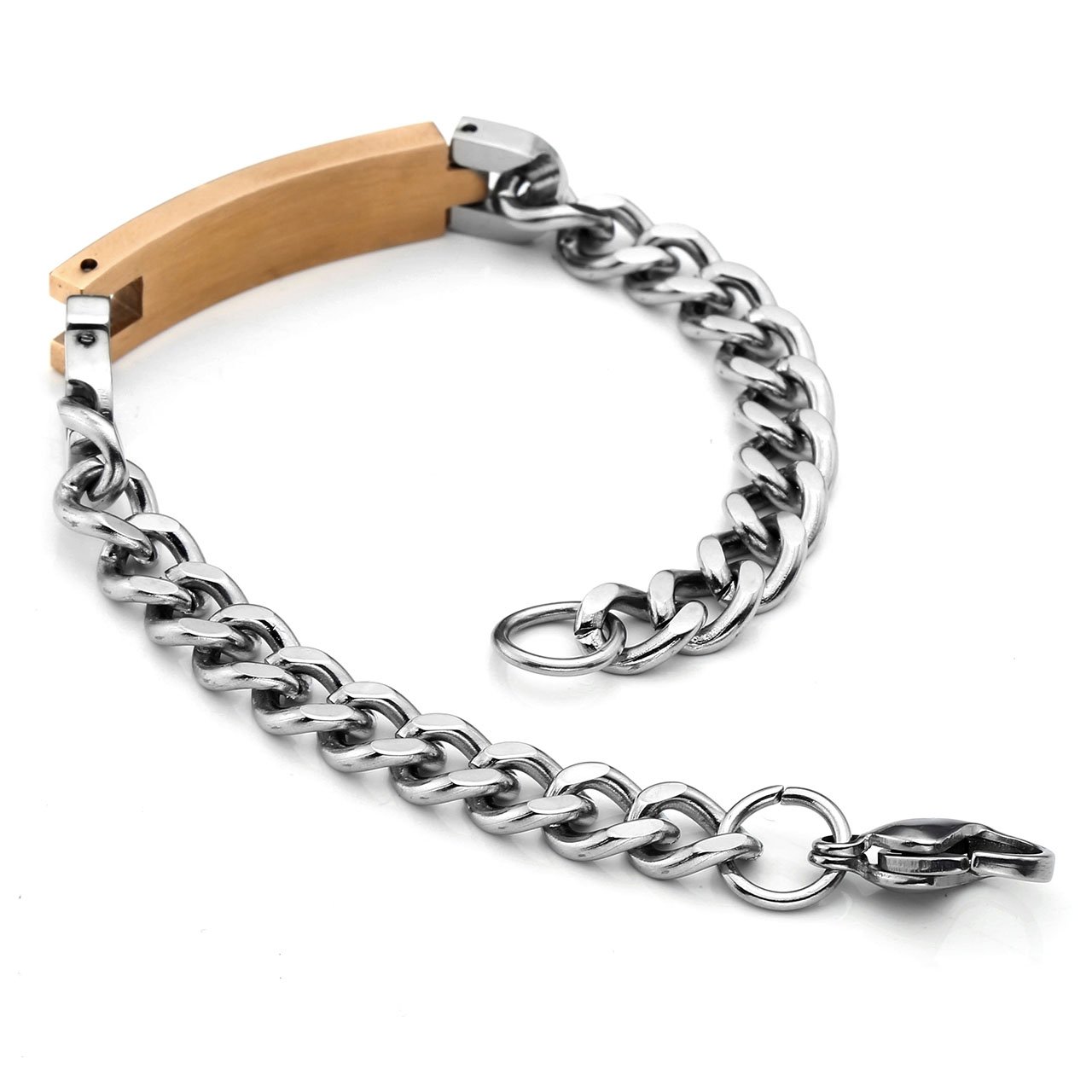 PiercingJ His Beauty und Her Beast Schrift ein Paar Partner Armbänder Curb Kette Armband aus Edelstahl für Herren Damen 7.3\