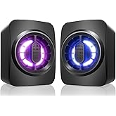 OFFSIR Computer Speakers,RGB PC Speakers, USB Powered 3.5mm Aux Speaker for Desktop, PC, Laptop, Tablet - Small Computer Speakers | Clear Sound & 7-Color Dynamic Lighting