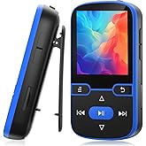 64GB MP3 Player with Clip Bluetooth 5.3 Portable Music Player for Kids with FM Radio, Pedometer, Voice Recorder, Shuffle and Repeat, Weighs Only 28g for Sport and Running, TF Card Up to 128G(Blue)