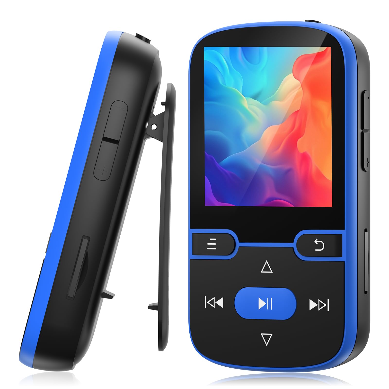 Photo 1 of 64GB MP3 Player with Clip Bluetooth 5.3 Portable Music Player for Kids with FM Radio, Pedometer, Voice Recorder, Shuffle and Repeat, Weighs Only 28g for Sport and Running, TF Card Up to 128G(Blue)