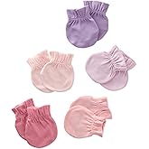 Butterblu Morgan 5-Pack Mitts 100% Organic Cotton No Scratch Mittens for Newborn Baby Boys & Girls, Sorbet, One Size