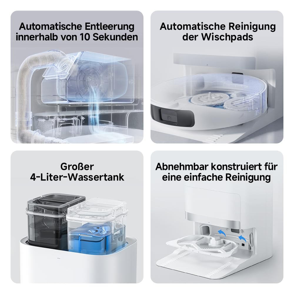 Xiaomi Robot Vacuum X20+ Saugroboter mit Absaugstation und 4L/4L Frisch- & Altwassertank - 2 rotierende, Auto-Trocknung Wischmops, Bis 280m² wischen, 6000Pa Saugkraft, LDS-Navigation, Alle Bodentypen