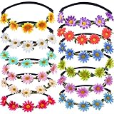 Bememo 12 Pieces Multicolor Lady Girl Fashion Flower Crown Floral Garland Headbands for Festival Wedding Party