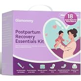 Glamommy Postpartum Recovery Essentials Kit, Labor &amp; Delivery Care for Mom | Includes peri bottle, cooling spray, disposable underwear, postpartum pads, hot &amp; cold packs, soothing liners for postpartum