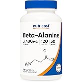 Nutricost Beta-Alanine Capsules 3400mg, 120 Caps (30 Serv) - Potent Beta Alanine, Gluten Free & Non-GMO, 850mg Per Cap