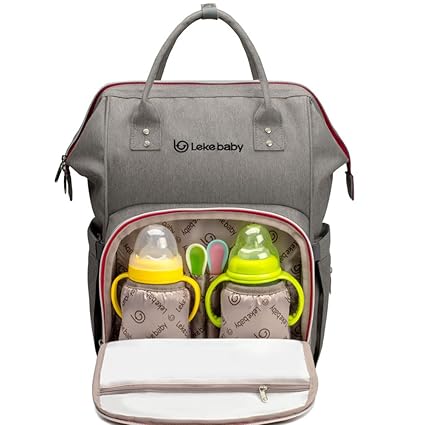 Baby Wickelrucksack Wickeltasche Reise Rucksack mit Wickelunterlage, Grau