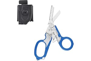 EGEN Trauma Shears Emergency Multitool Shears Including Folding Emergency Scissors, Tape Cutter, Ring Cutter, Ruler,Oxygen Tank Wrench and Carbide Glass Breaker, with Black Scissors Sheath (Blue)