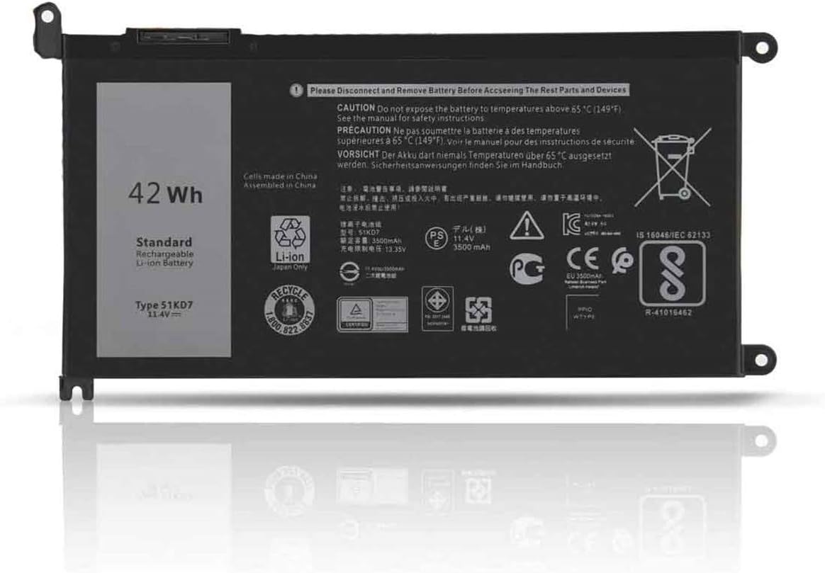 51KD7 P28T001 Y07HK FY8XM 0FY8XM Laptop Battery Replacement for Dell Chromebook 11 3100 3180 3189 5190 3181 2-in-1 Series (11.4V 42Wh)