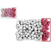KADADSA 100 pcs Tiny Artificial Roses Mixed Pink Five Color Mulberry Paper Flower 15-18 mm Flower Wedding Scrapbooking (Pink Color 01)