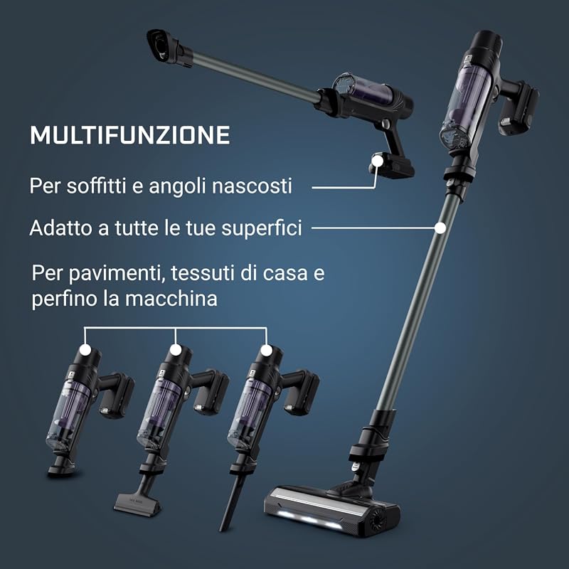 X-Pert 7.60 Essential, Aspirapolvere Senza Fili Potente, Scopa Elettrica Senza Fili con Luci LED, Facile da Pulire, Autonomia Fino a 45 Min, 140 W, RH6A33