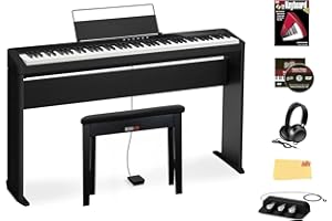 Casio PX-S3100 Privia Digital Piano - Black Bundle with CS-68 Stand, SP-34 Three-Pedal System, Bench, Headphones, Instructional Book, Online Lessons, and Austin Bazaar Polishing Cloth