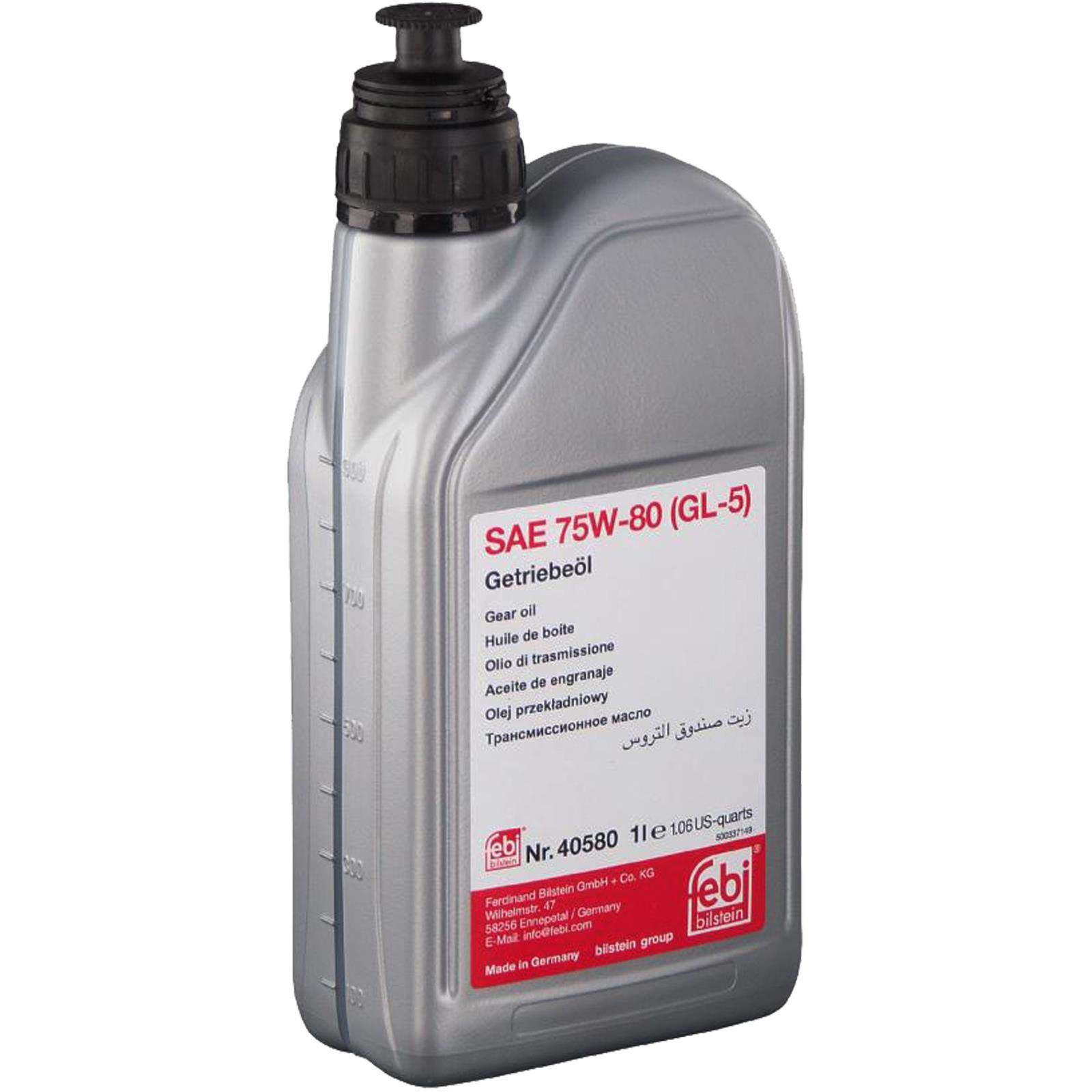 febi bilstein 40580 Gear Oil SAE 75W-80 (GL-5), pack of one