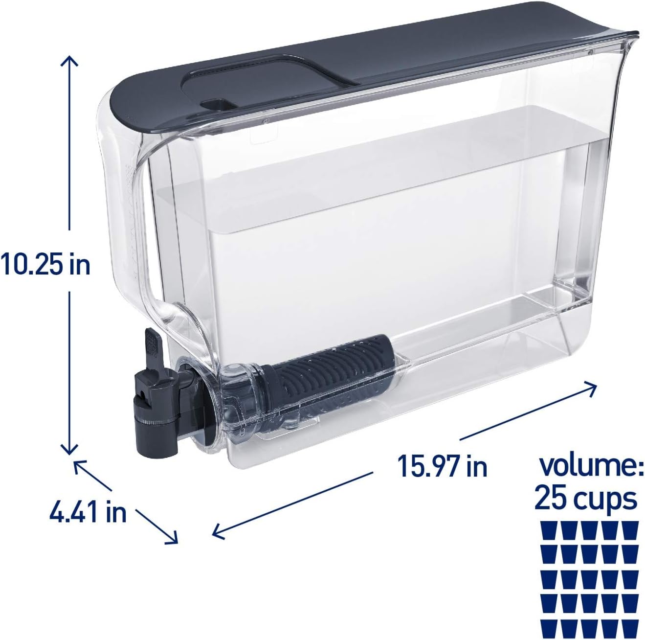 Brita UltraSlim Dispenser with 1 Stream Filter-BPA Free, Extra Large 25 Cup, Slate: Kitchen & Dining