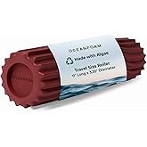 Oceanfoam Ripple Travel Foam Roller (11" x 3.35") Firm Mini Foam Roller for Physical Therapy, Deep Tissue Massage, Back Pain - High Density, Ergonomic Wave Textured - Yoga, Pilates, Exercise (Maroon)