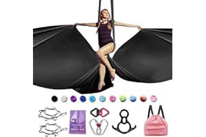 SAIVEN 10m Aerial Silks Equipment - premium Yoga Swing Set, Aerial Yoga Hammock kit, Yoga Starter Kit, Aerial Dance Equipment(L: 10m x W: 2.8m)